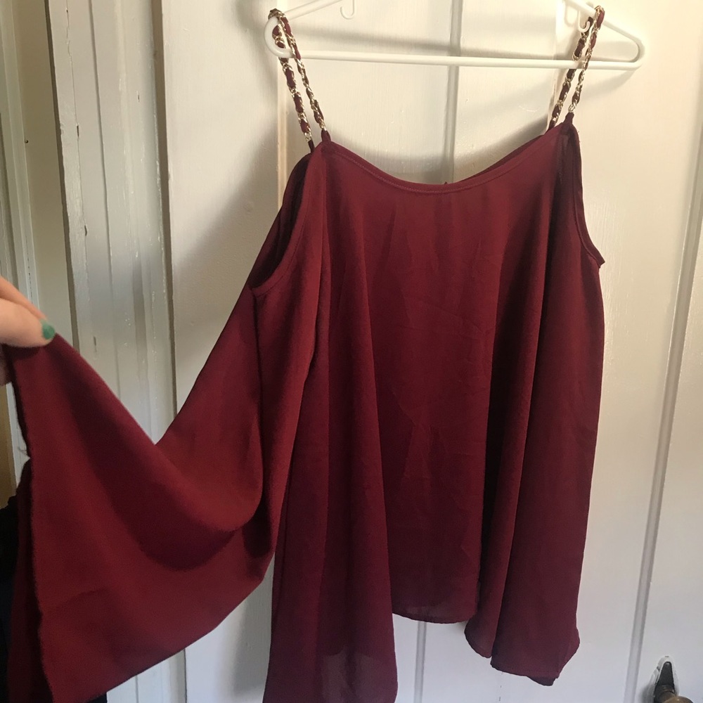 Charlotte Russe maroon long-sleeve blouse